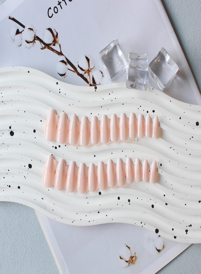 XCREANDO Gradient Pink Press on Nails - Medium Length Almond Shaped Fake Acrylic Nails, Glue on False Nails for Women, Thick Natural Gel Stiletto, 24Pcs - Image 5